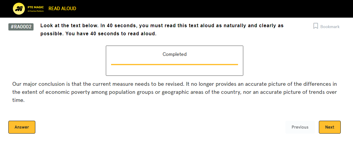 The format of the PTE Read Aloud task