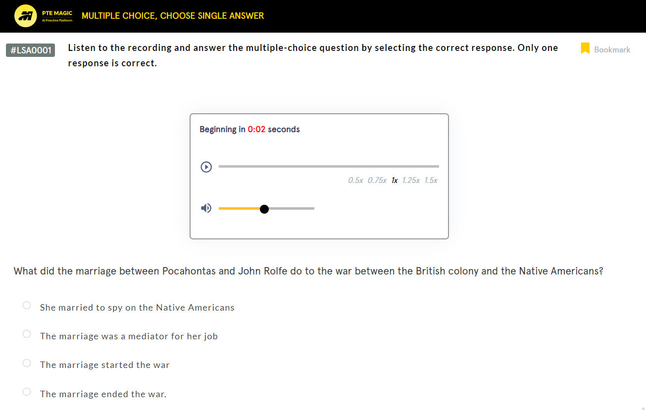 Multiple Choices & Single Answer