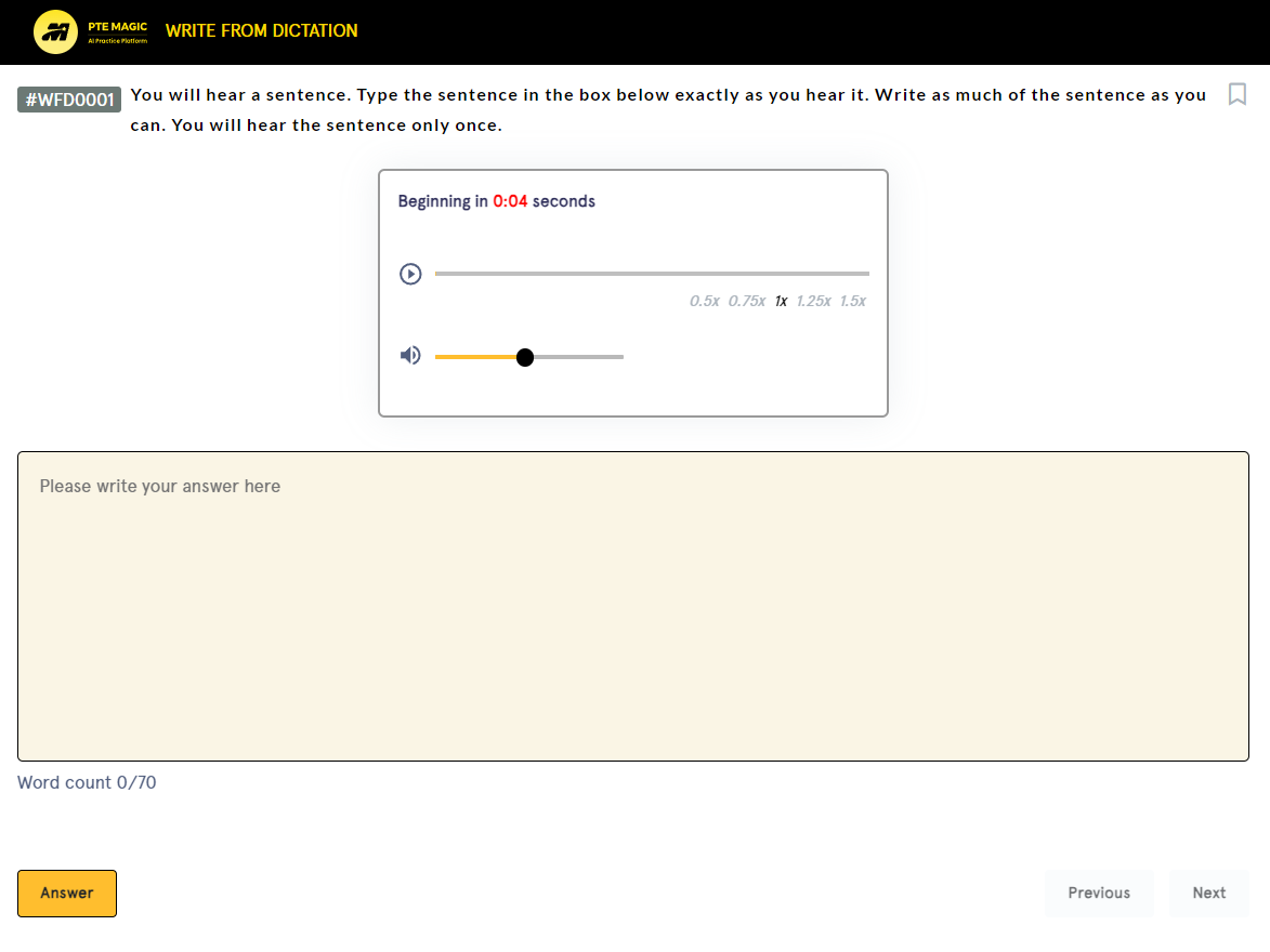 pte write from dictation sample question 1