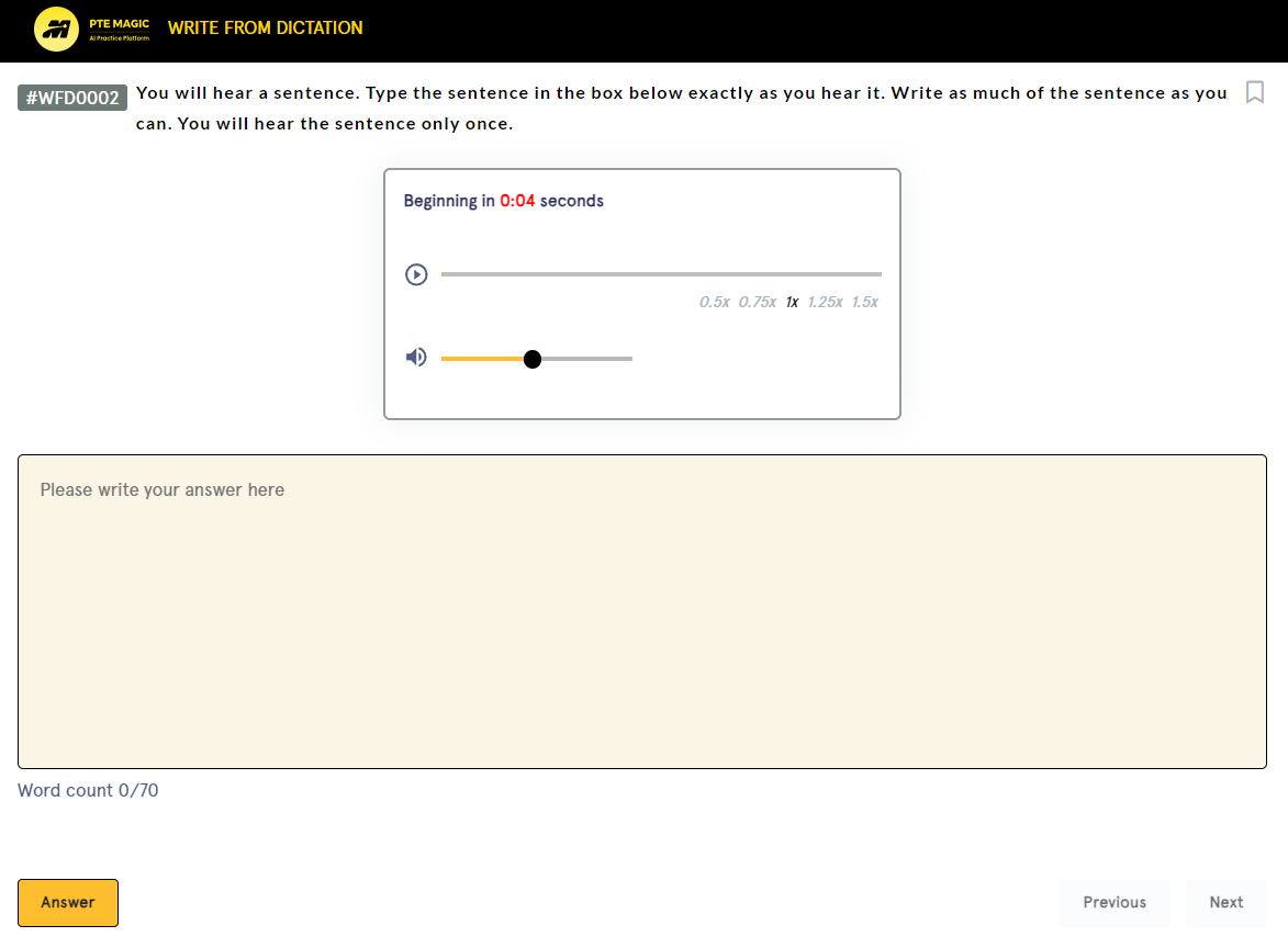 pte write from dictation sample question 2