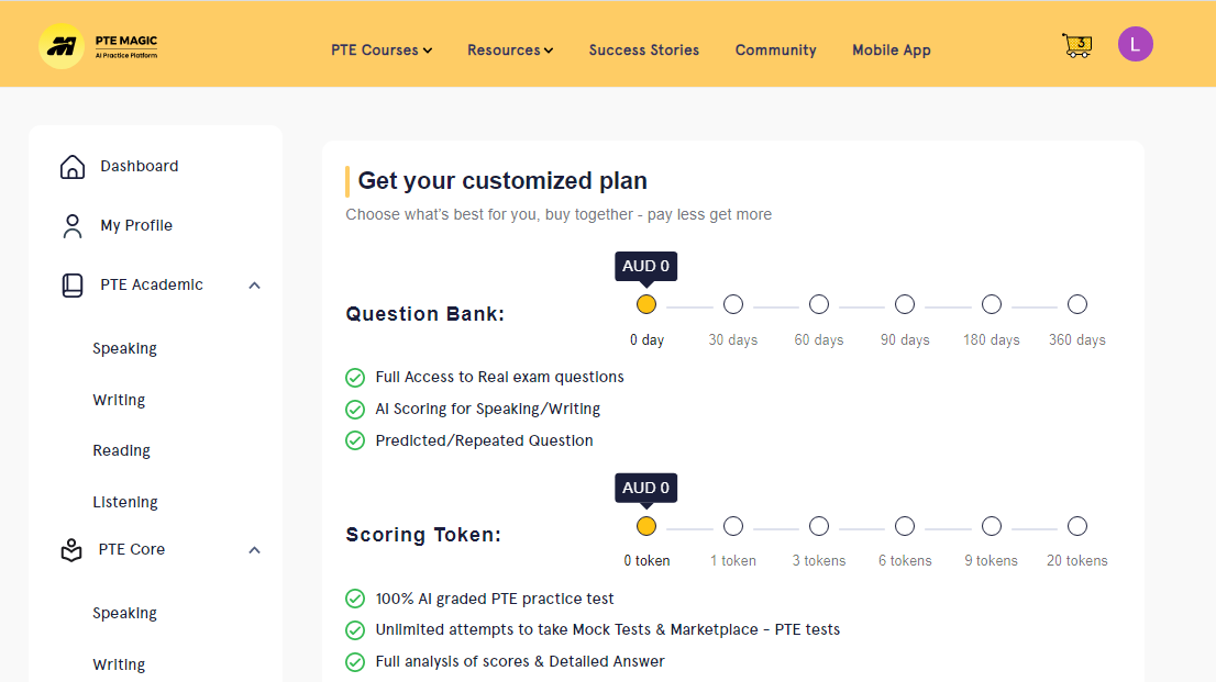 Access to the question bank easily with PTE Magic