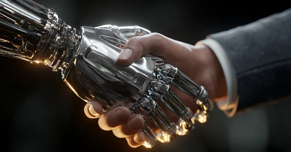 robot shake hands with human