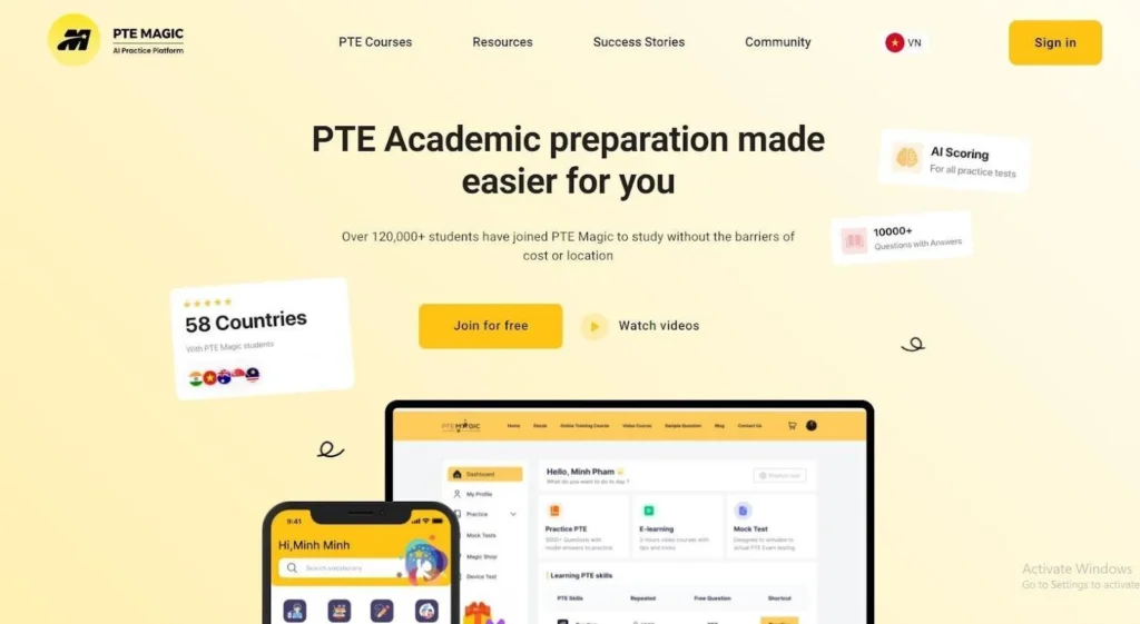 PTE MAGIC homepage and branding visuals