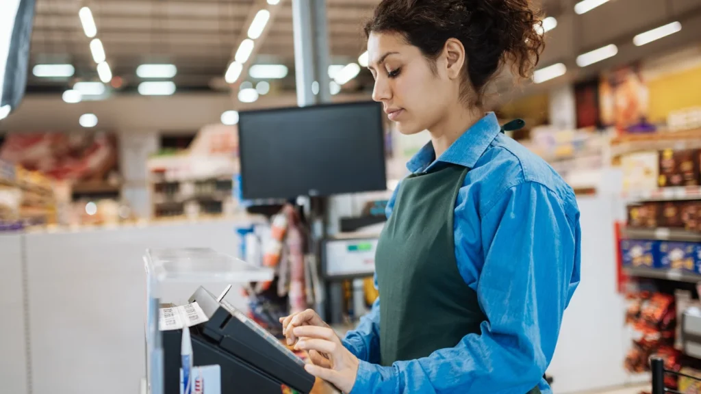 Young retailer working part-time in a retail store in Australia
