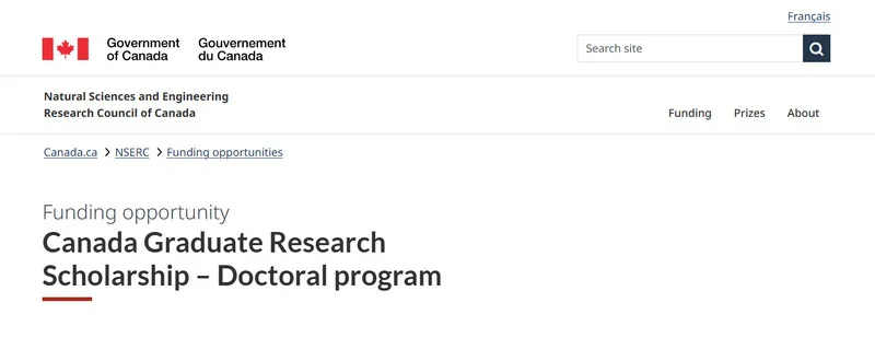 Canada Graduate Research Scholarship – Doctoral program