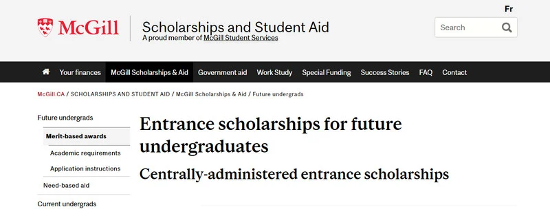 McGill University’s International One-Year Entrance Scholarships