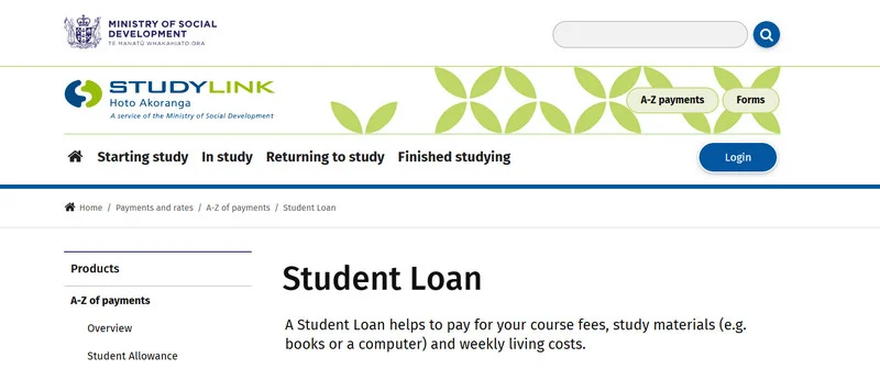 StudyLink Student Loan program. Source: NZ Ministry of Social Development