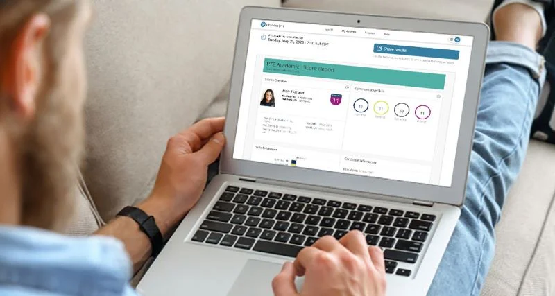 Take the PTE test to qualify for your course requirements. Source: PTE